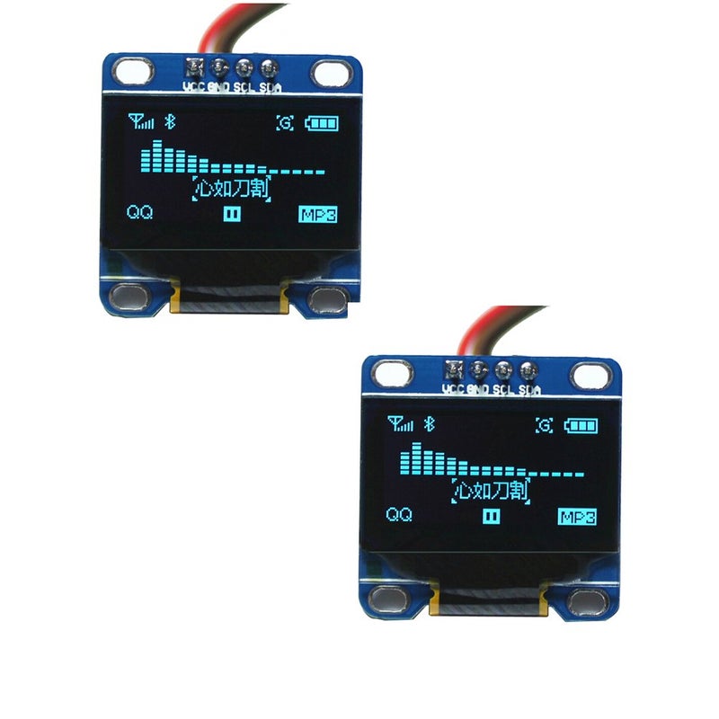 DIYmall 0.96 Inch Blue OLED Module I2C IIC Serial 128x64 LCD LED Display for Arduino Micro:bit 51 MSP420 STIM32 SCR (Pack of 2pcs) - Image 1